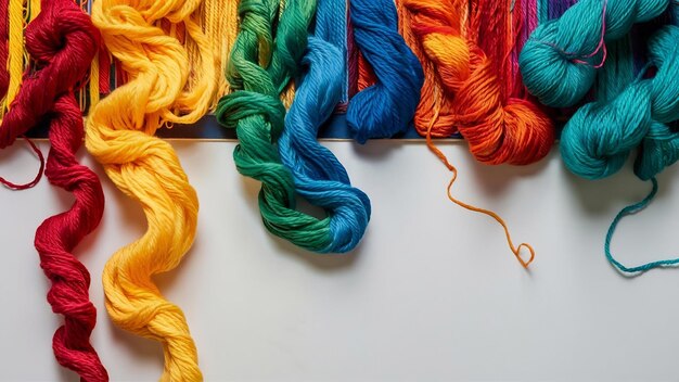 Colorful threads on the table