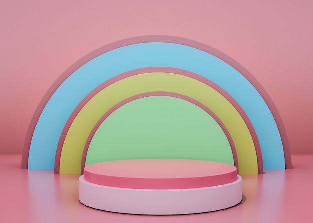 Colorful three-dimensional podium with semicircles