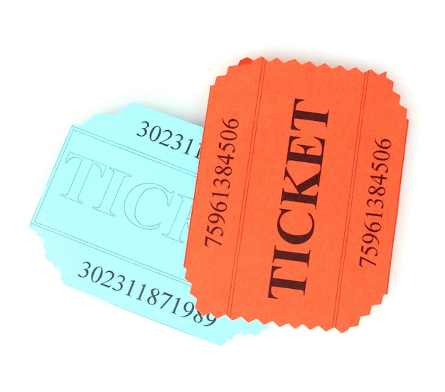 Photo colorful tickets isolated on white