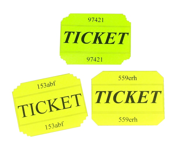 colorful tickets isolated on white