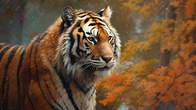 Colorful tiger illustration Generative AI