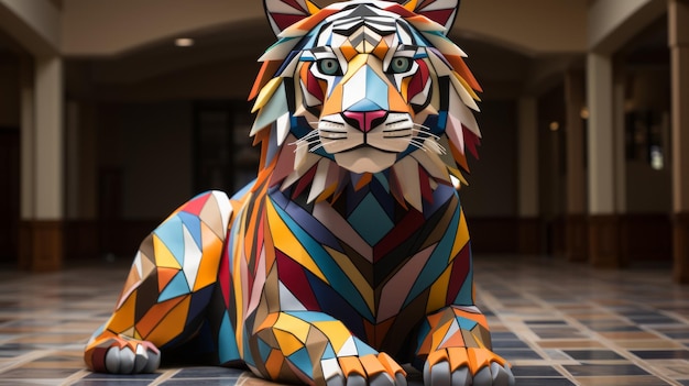 Photo a colorful tiger statue