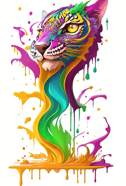 Photo a colorful tiger with a rainbow face ai_generated