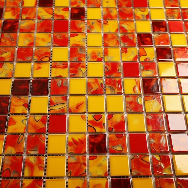A colorful tile floor with the word " on it "
