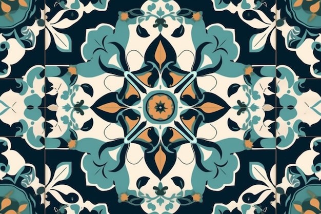 azulejos라는 단어가 포함된 다채로운 타일 패턴입니다.