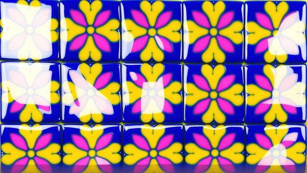 A Colorful Tile With A Picture Of A Cat And A Dog On It AI Generative