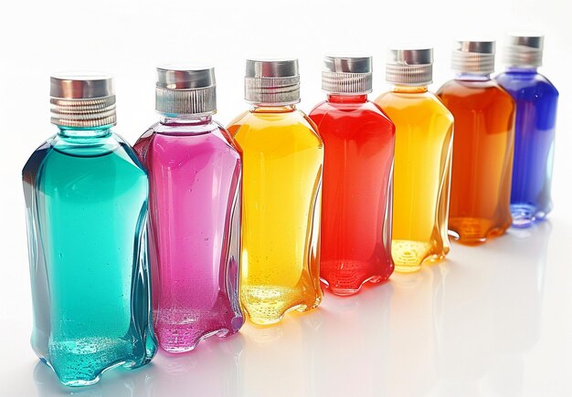 Photo colorful toothpaste bottles on white background