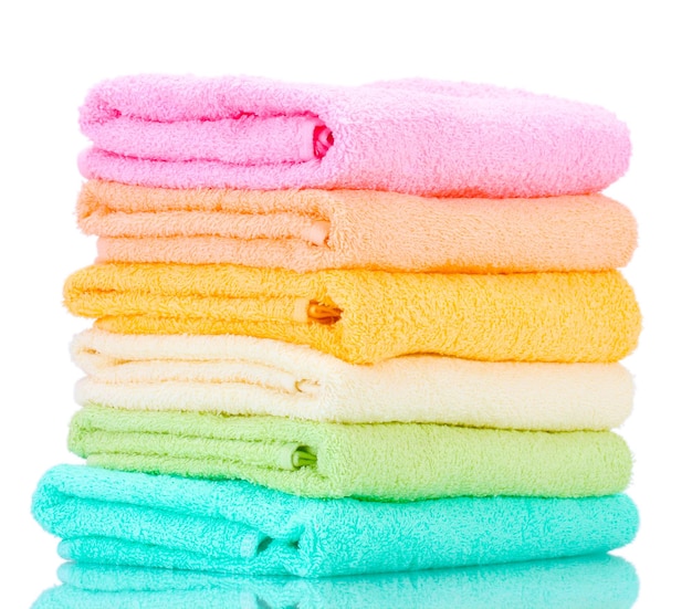 Colorful towels isolated on white