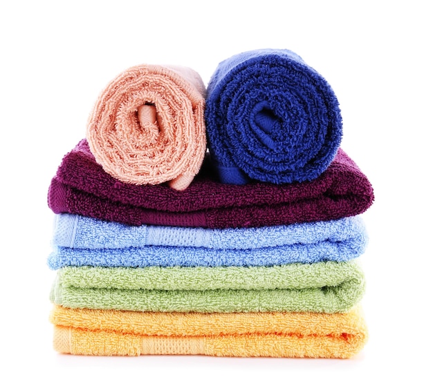 Colorful towels isolated on white