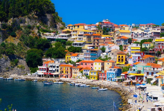 colorful town by sea