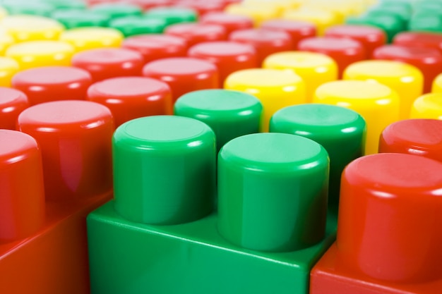 Colorful toy blocks, multicolored children bricks