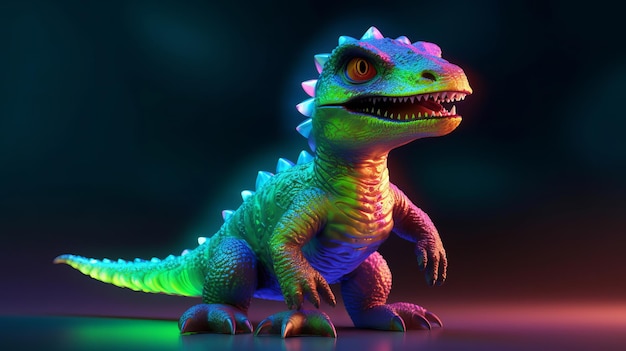 A colorful toy dragon on a dark background