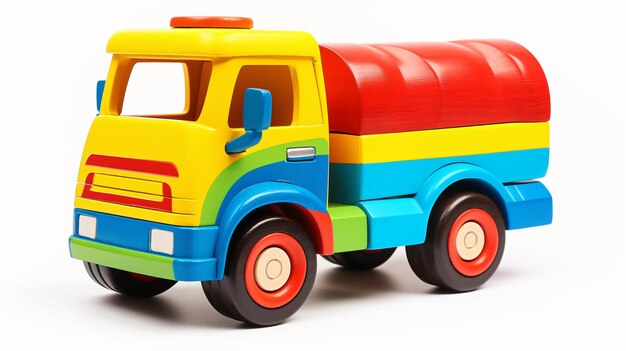 Colorful toy truck isolated on white background