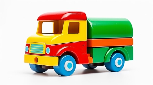 Colorful toy truck isolated on white background