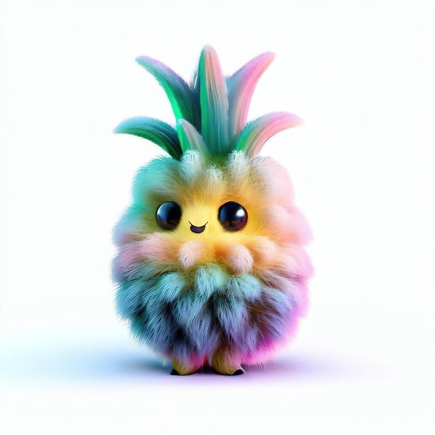 A colorful toy with a feathery tail and a yellow and green feathered tail.