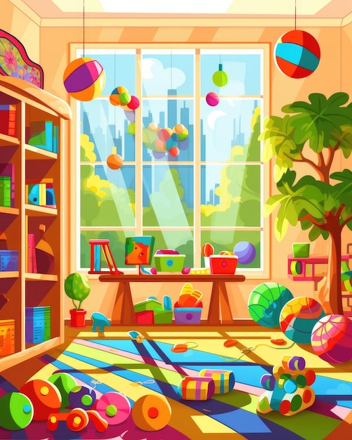 Colorful toys create a vibrant children's playroom Generative AI