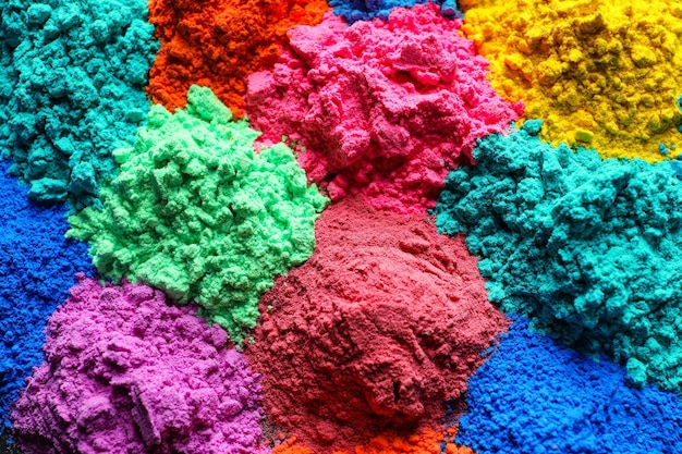 Фото Красочный традиционный порошок холи в мисках счастливая концепция холи индийский фестиваль цвета