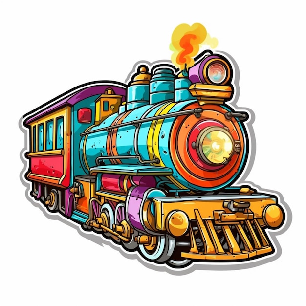 Premium AI Image  cartoon train with a red engine and yellow caboose  generative ai