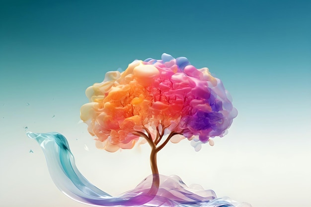 colorful translucent tree standing in landscape