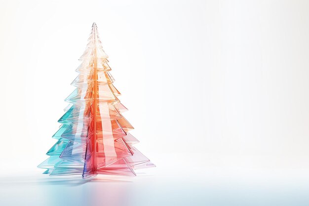 Colorful transparent glass christmas tree on white background Illustration Copy space