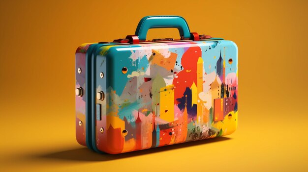 Colorful travel suitcase