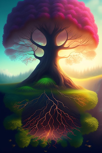 A colorful tree of different colors a tree shaped like a tree Generated Ai