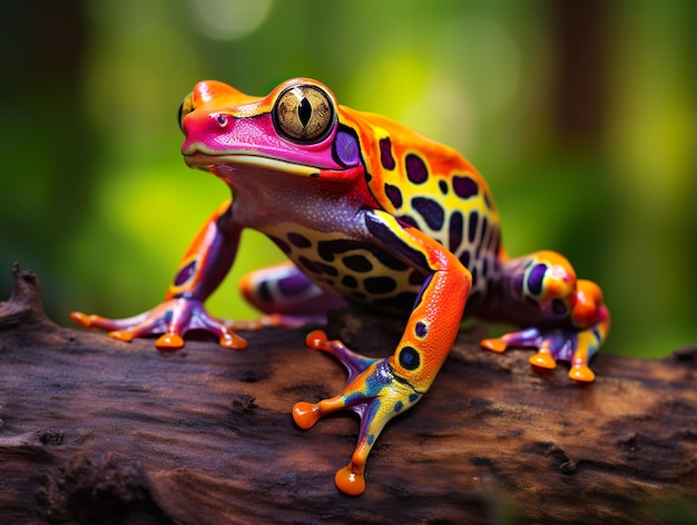 Colorful tree frog in natural environment