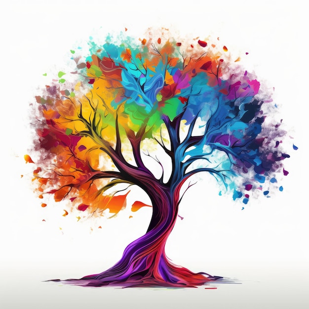 A colorful tree whitebackground