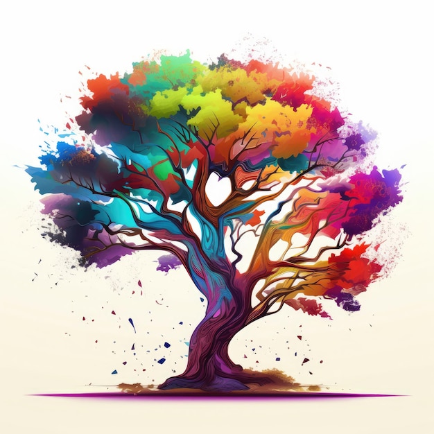 A colorful tree whitebackground