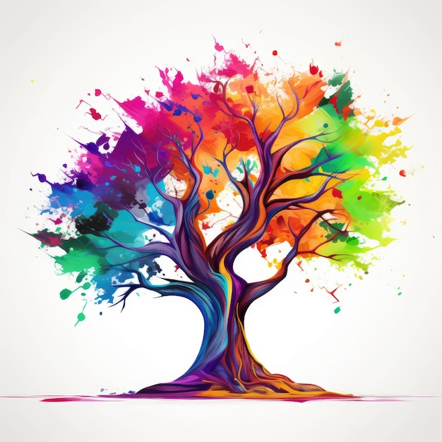 A colorful tree whitebackground