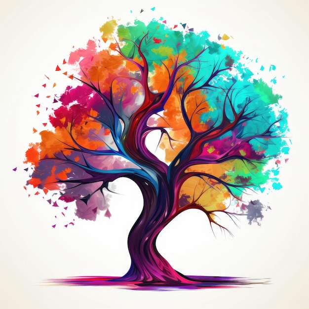 A colorful tree whitebackground