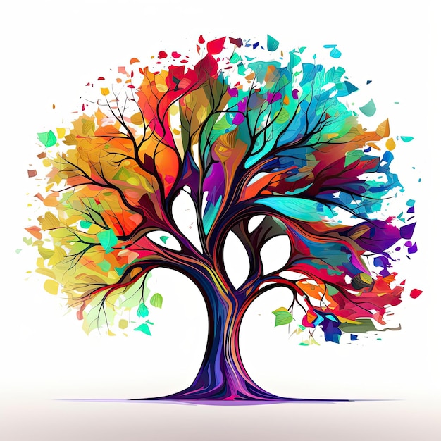 A colorful tree whitebackground
