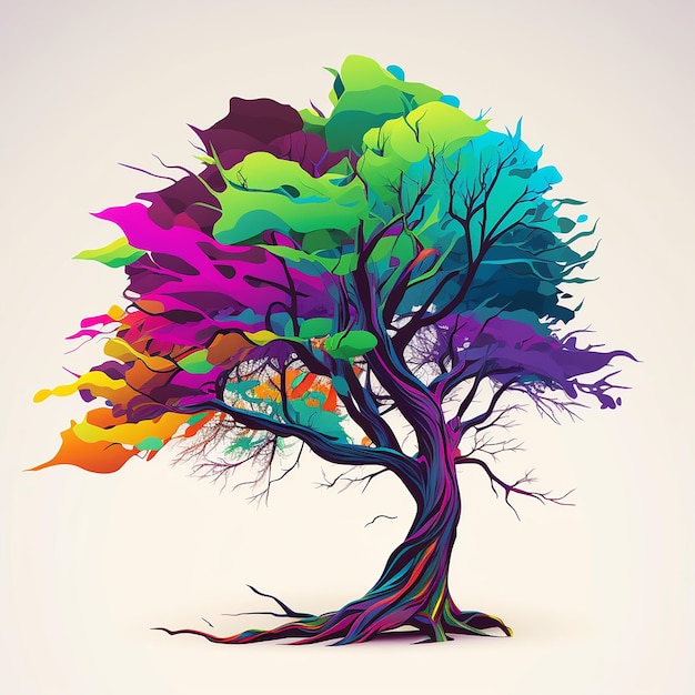 A colorful tree with the word tree on it