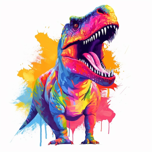 Colorful Trex dinosaur in pop art style