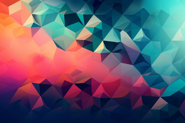 A colorful triangle background with a blue background