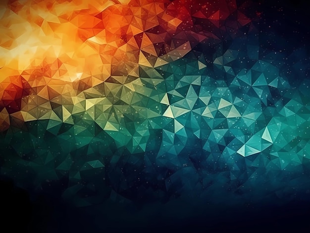 A colorful triangle background with a blue background