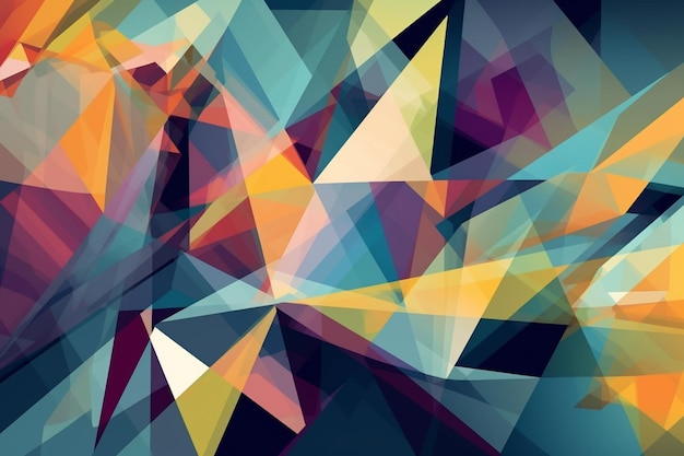 A colorful triangle design with a black background