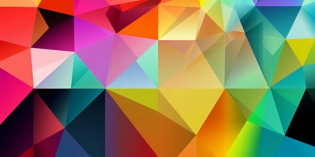 虹の背景にカラフルな三角形のパターン。