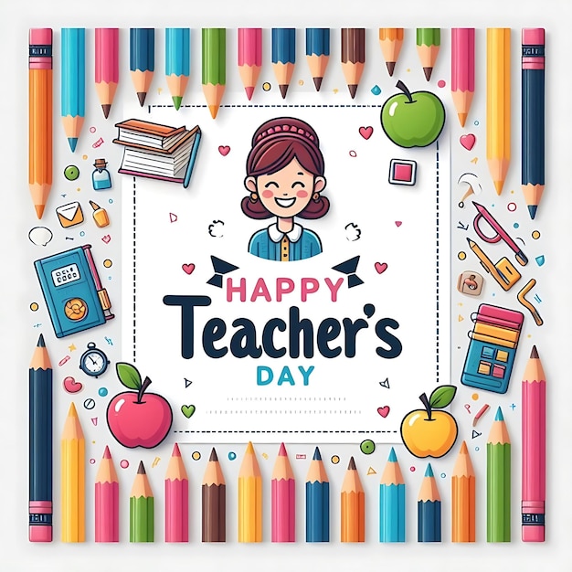 Photo colorful tribute happy teachers day