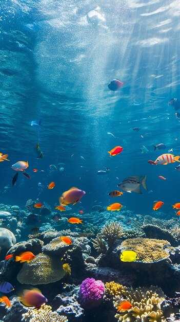 Photo colorful tropical fish and corals marine sanctuary