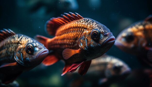 写真 カラフルな熱帯魚が 人工知能によって生み出された 活気のある海底礁の生態系で泳いでいます