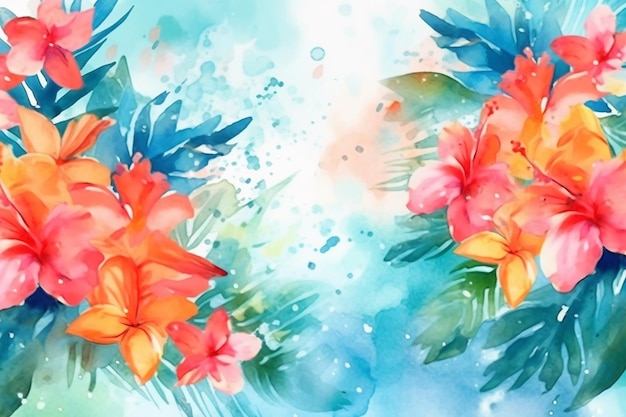 A colorful tropical flower background with a tropical pattern.