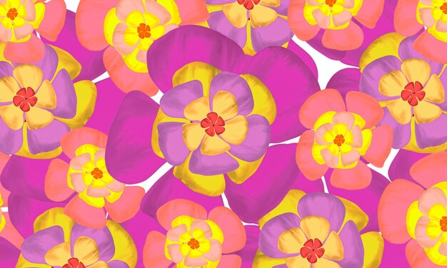 Colorful tropical flower watercolor digital paint background