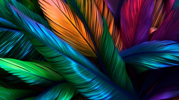 Colorful tropical leaves background Generative AI