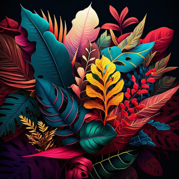 Colorful tropical leaves background