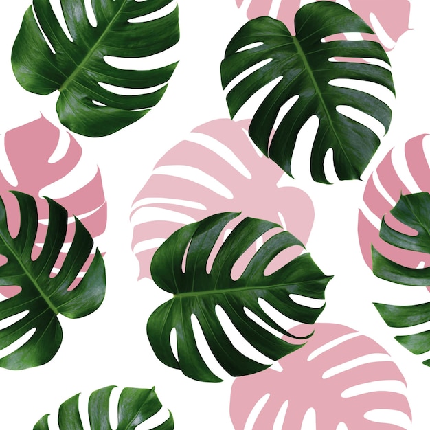 Photo colorful tropical leaves seamless pattern background