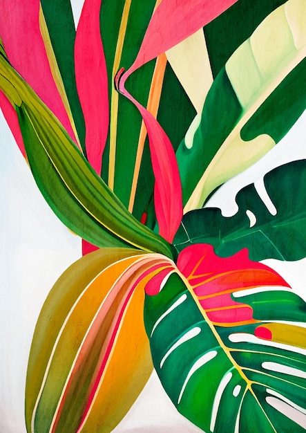 Colorful Tropical Nature Illustration Wildlife Plant Canvas Art Print