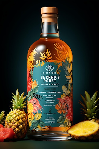 Colorful Tropical Pineapple Brandy With a Vibrant and Tropical Color creative concept ideas design