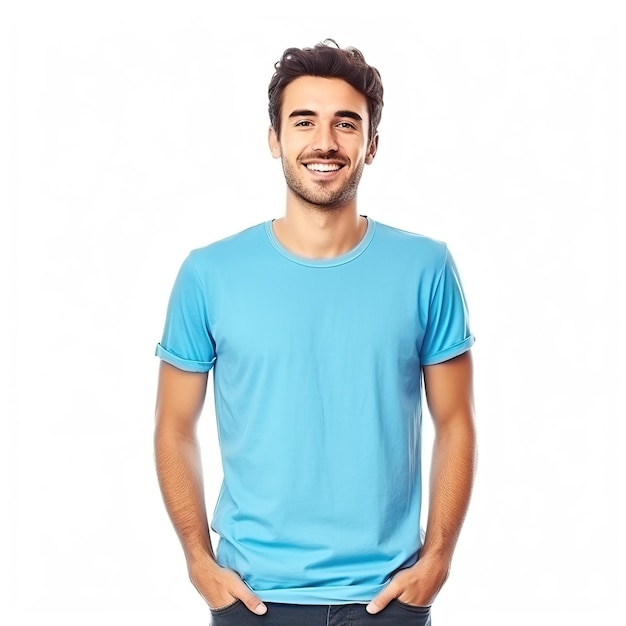 Colorful Tshirt Template Man With Yellow Green Red Orange Grey Tshirt Design with White Background