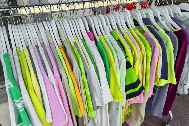 Colorful Tshirts on hangers